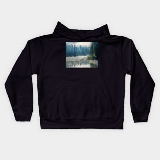 Emerald Lake Misty Sunrays Banff BC British Columbia Canada Reflection Kids Hoodie